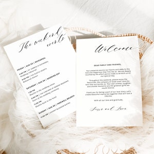 Wedding Itinerary Template, Wedding Weekend Schedule, Weekend Timeline, Schedule Of Events, Instant Download, Editable Template, 001