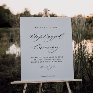 Unplugged Zeremonie Schild, Unplugged Hochzeitsschild, Hochzeit Willkommensschild, bearbeitbar, druckbar, modern minimalistisch, Sofort Download, 001