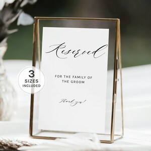 Minimalist Reserved Sign Template, Editable Minimalist Wedding Reserved Sign, Reserved Chair Sign, Wedding Reserved Seat Sign, Templett, 001