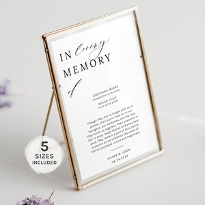 Wedding Memorial Table Sign, In Loving Memory Sign Template, Memorial Wedding Sign, Editable Sign, Modern Minimalist Memorial Sign, 001