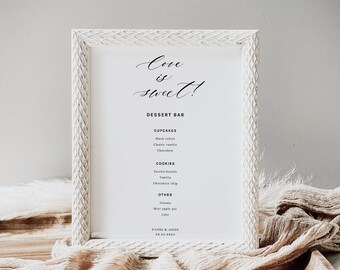 Dessert Table Sign, Minimalist Dessert Table Sign Template, Love Is Sweet Sign, Wedding dessert Sign, Bridal Shower Sign, Printable, 001