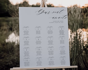 Wedding Seating Chart Template Printable, Seating Chart Template, Wedding Seating Plan, Table Seating Chart For Wedding, Editable, 001