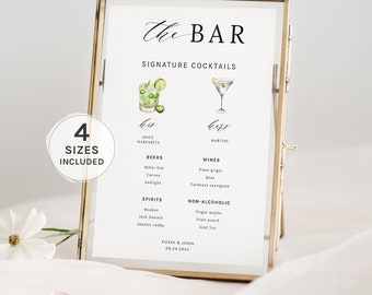 Signature Cocktail Sign, Bar Menu Template, Signature Drink Sign Template, The Bar Menu Sign, Wedding Bar Menu, Editable Template, 001