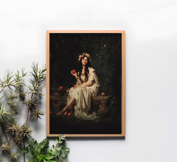 Persephone and the Pomegrante, Mythological Inspired Art, Classical Realism Print of the 19th Century, Greek Goddess Painting Print