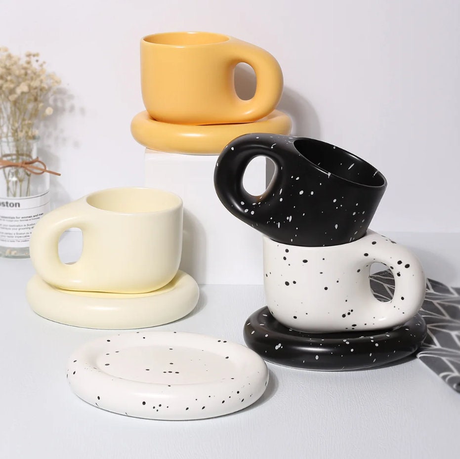 300ml Chic Trendy Nordic Ceramic Coffee Mug Pastel Bubble Grip