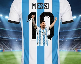Messi #10 Argentina Soccer Jersey Shirt, Football Fan Tee, Kids Adult Sports T-Shirt, Breathable Summer Jersey, Gift for Football Fans