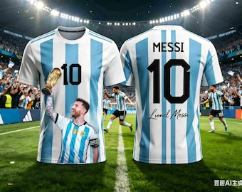Argentina #10 Football Fan Shirt, 3D Printed Soccer Jersey T-Shirt, Kids Summer Sports Tee, Quick Dry Youth Football Gift for Boys Girls