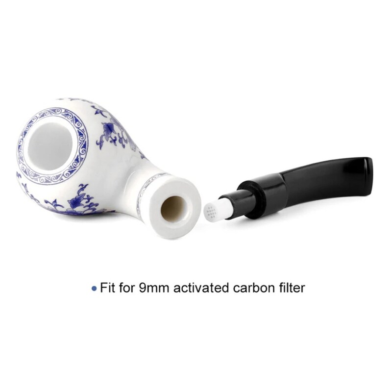 Classic Blue And White Unique Ceramic Tobacco Pipe and Pipe Rack Set | Smoking Pipes and Accessories, Women Pipe, Gift for her image 9
