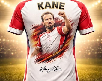 Harry Kane Football Jersey T-Shirt, England Soccer Fan Shirt, 3D Printed Sports Tee, Quick Dry Adult Kids Football Gift, Unisex