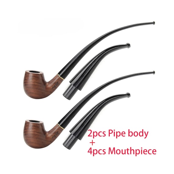 pipe tobacco set Churchwarden Wooden Tobacco Pipe - 2 in 1 Smoking Set With 10 Tools Kit and  Acrylic Mouthpieces, Smoking Accessories - Smoker Essentials