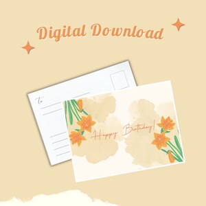 Geburtstags-Monat Blumen März Aquarell Geburtstagsmonat Postkarte Sofortiger Download druckbare Postkartendruck zu Hause erschwingliches Geschenk
