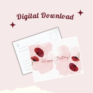 Geburtstagsmonat August Aquarell Postkarte Sofortiger Download druckbare Postkarten-Druck zu Hause erschwingliches Geschenk