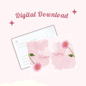 Geburtstagsmonat Blume November Digital Geburtstag Aquarell Postkarte Sofortiger Download druckbare Postkartendruck zu Hause erschwingliches Geschenk