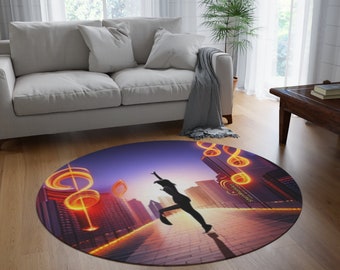 Round Rug - Round Carpet - Living Room Carpet - "Dancer Girl" by SternMusikArt
