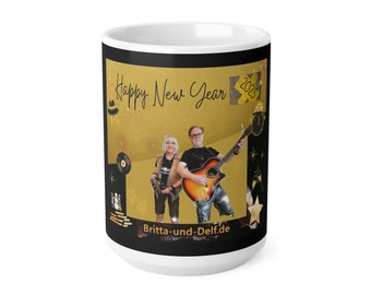 Ceramic Coffee Cups, 11oz and 15oz - Mug Coffee Cup Tea Cup - Design "HappyNewYear" - by SternMusikArt - Fan Mug Britta & Delf