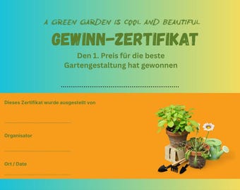 Winner Certificate - Garden Competition Certificate - Winner Certificate