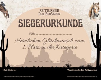 Tournament winner certificate, recognition certificate, riding club graphic template, riding tournament certificate