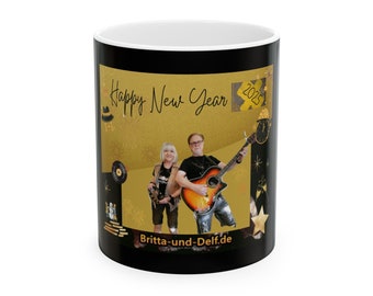 Ceramic Mug, 11oz - Cup Mug Coffee Cup Tea Cup - HappyNewYear - Designed by SternMusikArt - Fan Item Britta & Delf