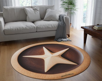 Round Rug - Round Carpet - Living Room Carpet - "BrownStar" by SternMusikArt