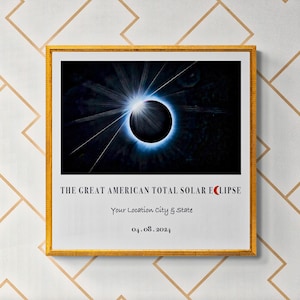 2024 Total Solar Eclipse Fine Art Print with Diamond Ring #1 (PERSONALIZED)