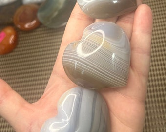 Heart shaped Botswana Agate palm stone