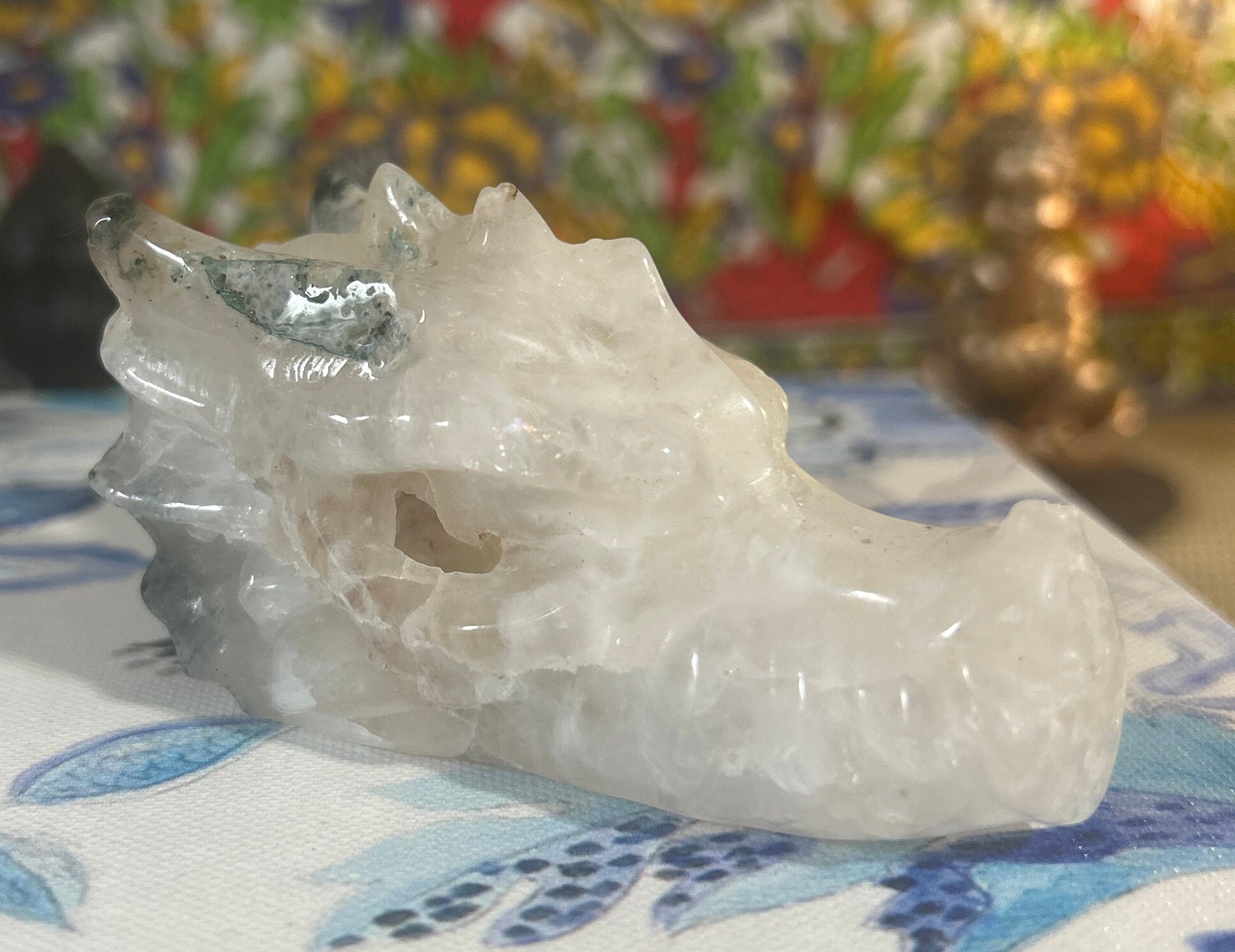 Moss Agate quartz dragon head