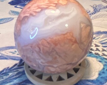 Pink chalcedony ( cotton candy ) agate sphere