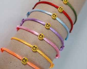 verstellbares Armband Smiley bunt neon Armcandy