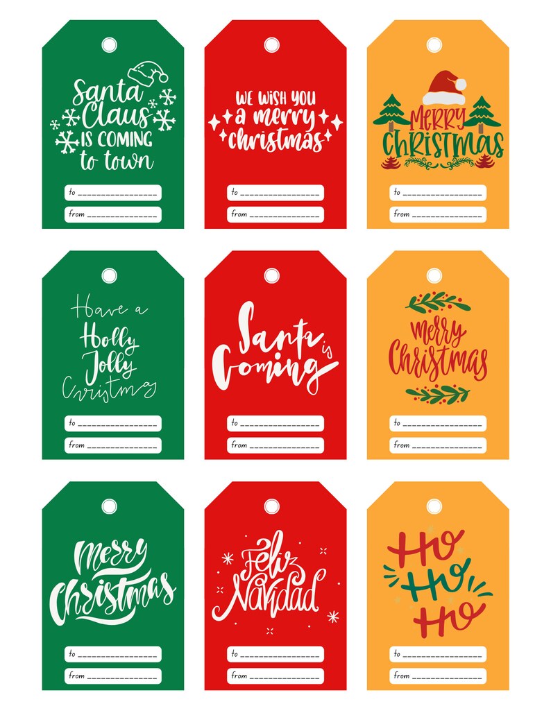 Printable Festive Gift Tags Collection Instant Download for - Etsy