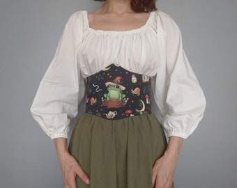 Custom corset, corset belt, underbust corset, renaissance stays corset, mushroom corset, victorian plus size bodice, frog cottagecore top