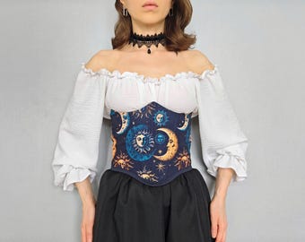 Corsetto sottoseno reversibile personalizzato, corpetto Renaissance Cottagecore