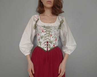 Custom corset, corset top, overbust corset, renaissance stays corset, mushroom corset, victorian plus size bodice, cottagecore top