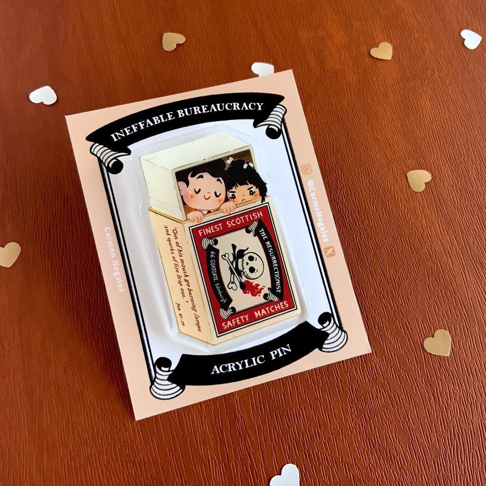 Good Omens Acrylic Pin: Gabriel & Beelzebub Matchbox Fan Art