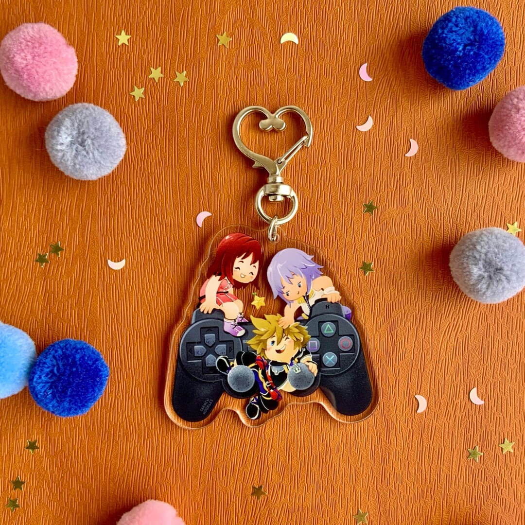 Kingdom Hearts Keychain Joystick Charm Video Game Keychain Etsy