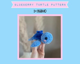 Blueberry Turtle Crochet Pattern Amigurumi Quick Easy Beginner Friendly DIY Stuffed Animal Plushie