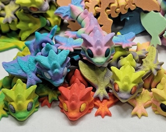 Articulated 3" Mini Baby Wyvern Dragon Butterfly 3D Printed Fidget Toy by Cinderwing3D – Unique and Fun Collectible Desk Companion- Gradient