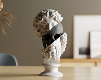 Zeus Bust with Split Skull | Greek God Statue | Classic Zeus Sculpture | Ancient Greek Mythology Art | Unique Home Decor Gift | Greek God