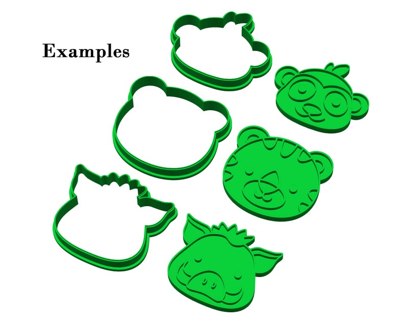 Safari Animal Faces Cookie and Fondant Cutter Set Featuring Buffalo