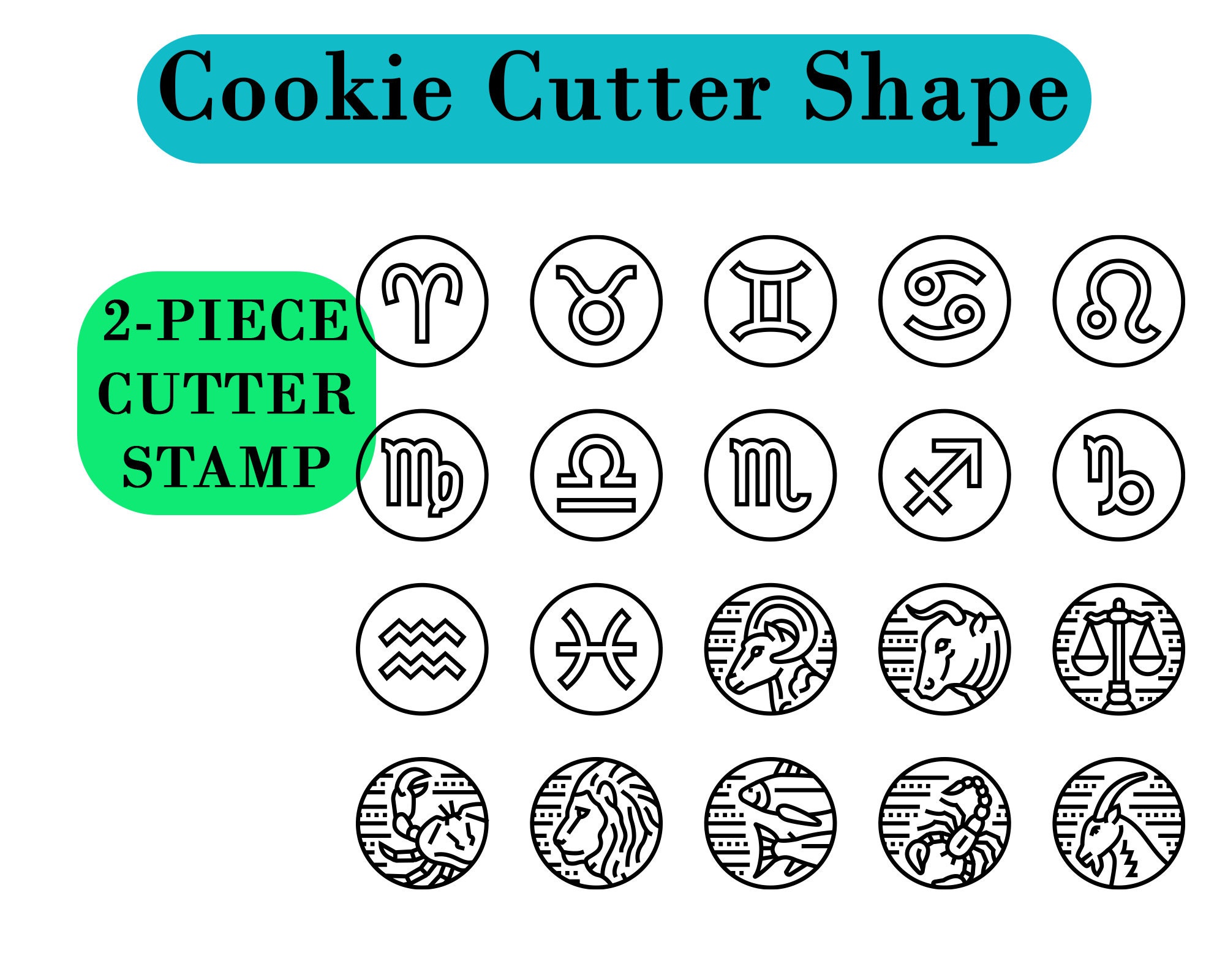 Our Zodiac Sign Cookie Cutter Set Astrological Signs for Stamping and