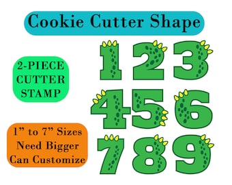 Whimsical Dinosaur-Shaped Number Cookie Cutters for Themed Birthdays - Sugar Cookies, Fondant, Clay, and Cupcake Toppings