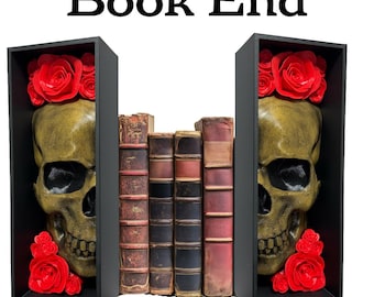 Sujetalibros con calaveras y pan de oro: decoración gótica para amantes de la lectura