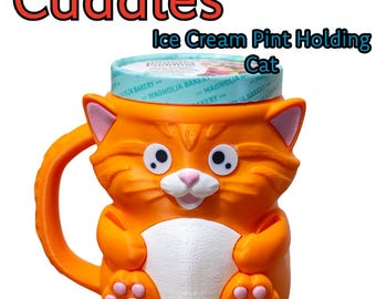Cat Ice Cream Pint Holder | Spoon Slot Cozy with Snack Drawer