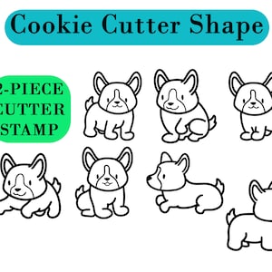 Create Cute Corgi Delights: Kawaii-Style Cookie Cutters for Clay, Fondant, and Dough - Outline and Stamp Adorable Dog Designs