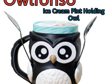 Owlfonso – sowa – termofor do lodów w kształcie kufla, drukowany w 3D