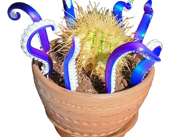 Tentacle Plant Stakes – Set of 8 Funny 3D Printed Octopus Arms for Plants | Sea Creature Decor | Whimsical Houseplant Gift Accessory