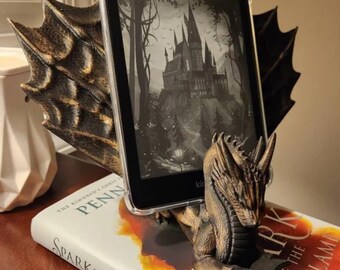 Dragon Kindle Holder and Stand | Velaris, Fourth Wing, Iron Flame ACOTAR-Inspired | 3D Printed PLA, Fantasy Dragon, Fantasy Book Accessory