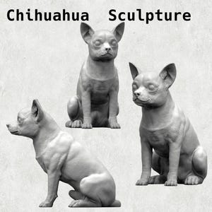 Realistic Chihuahua Dog Sculpture - 3D Printed Collectible for Home Decoration, Pet Memorials, and Gifts for Dog Enthusiasts