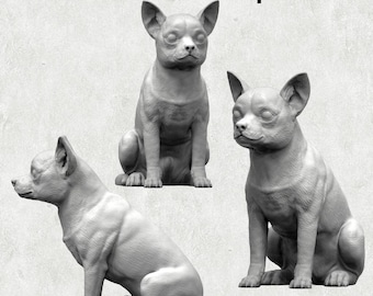 Realistic Chihuahua Dog Sculpture - 3D Printed Collectible for Home Decoration, Pet Memorials, and Gifts for Dog Enthusiasts
