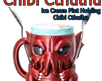 Chibi Cthulhu Ice Cream Pint Holder Monster Pint Sleeve with Spoon Slots