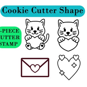 Valentine's Cookie Cutters: Heart, Love, Heart-Lock, Arrow-Through-Heart Shapes for Sugar Cookies, Fondant, and Clay Stamping